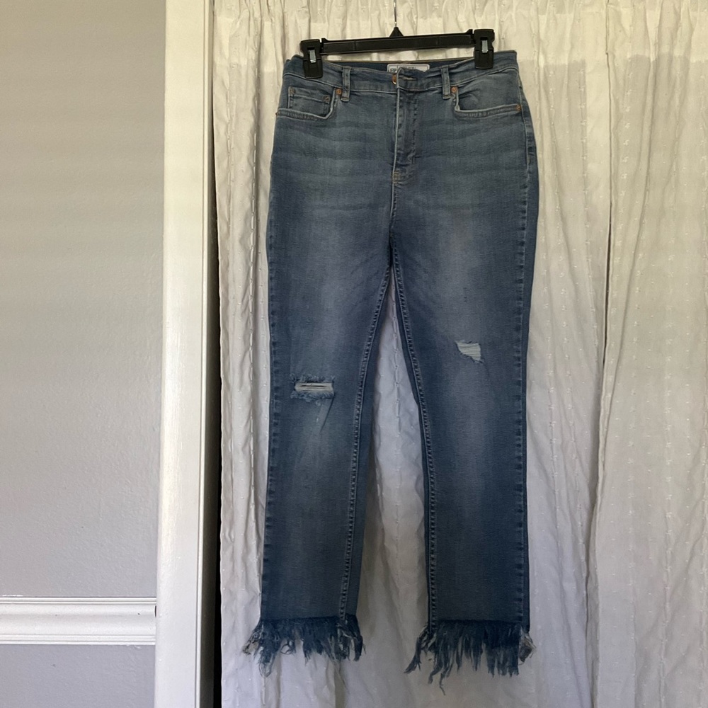 Free People Frayed Hem Skinny Jeans
